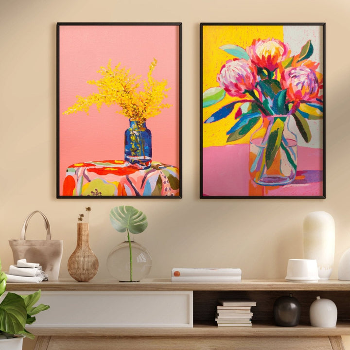 A Playful Floral Pair by Julia Ockert wall - art - picture - poster