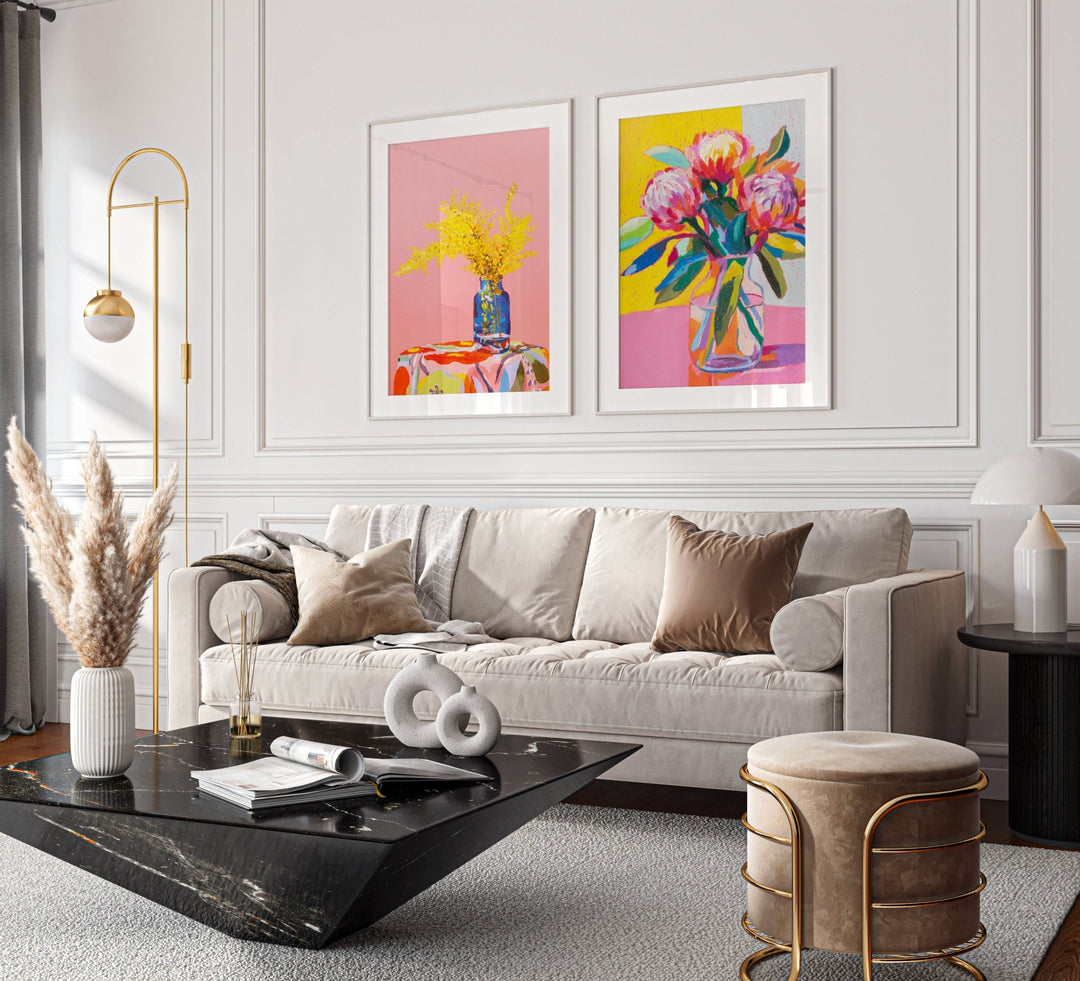 A Playful Floral Pair by Julia Ockert wall - art - picture - poster