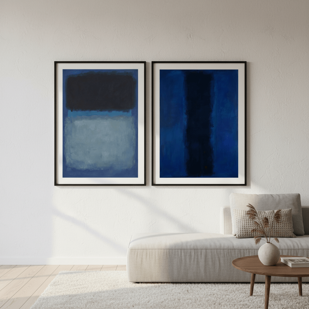 A Sea of Blue Rothko Inspired Set of 2 Abstract Prints wall - art - picture - poster