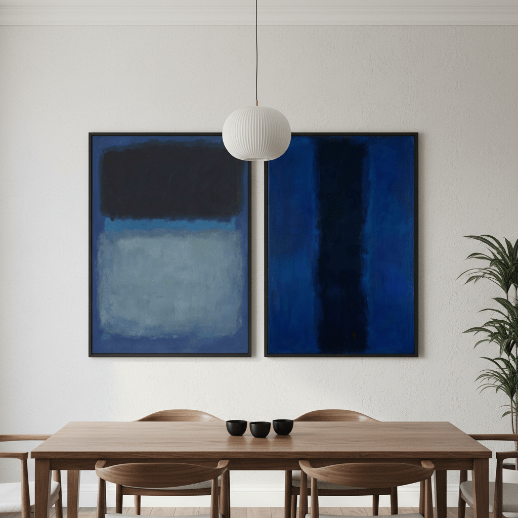 A Sea of Blue Rothko Inspired Set of 2 Abstract Prints wall - art - picture - poster