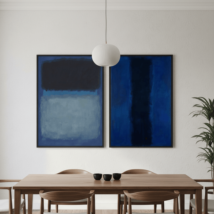 A Sea of Blue Rothko Inspired Set of 2 Abstract Prints wall - art - picture - poster