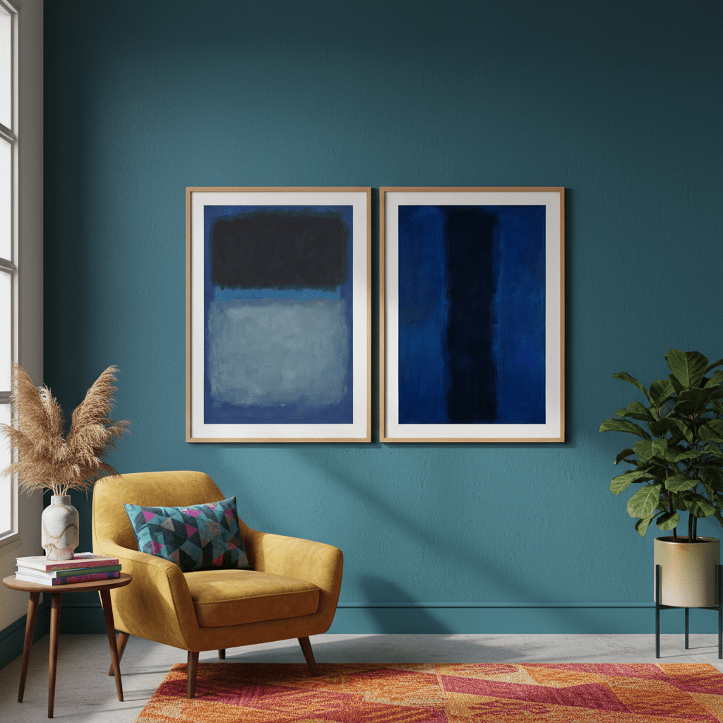 A Sea of Blue Rothko Inspired Set of 2 Abstract Prints wall - art - picture - poster