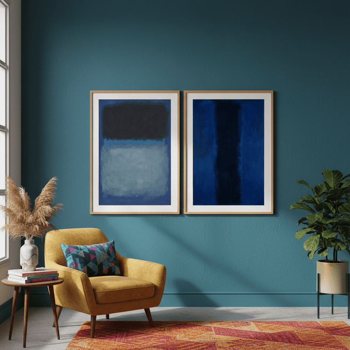 A Sea of Blue Rothko Inspired Set of 2 Abstract Prints wall - art - picture - poster