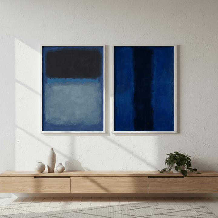 A Sea of Blue Rothko Inspired Set of 2 Abstract Prints wall - art - picture - poster