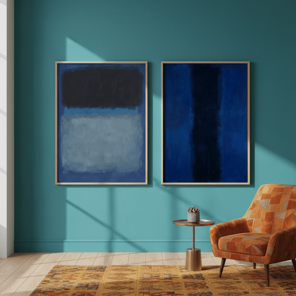 A Sea of Blue Rothko Inspired Set of 2 Abstract Prints wall - art - picture - poster