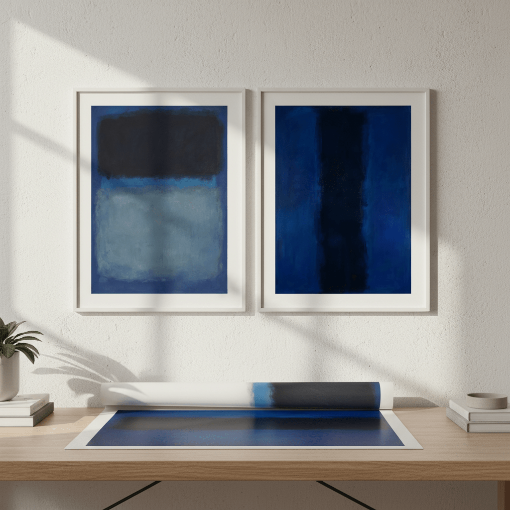 A Sea of Blue Rothko Inspired Set of 2 Abstract Prints wall - art - picture - poster