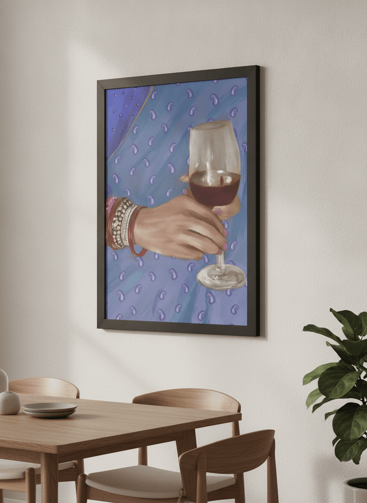 Wall art styled above a dining table in a contemporary home