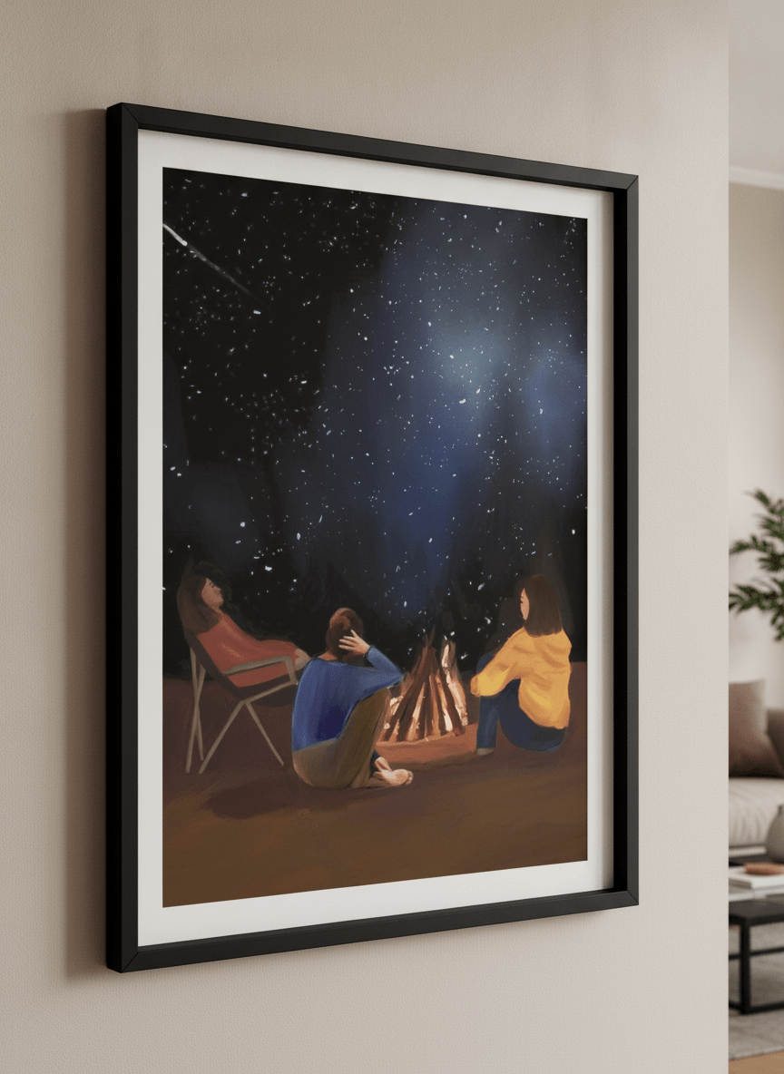 Modern wall art styled above a sofa in a neutral living room