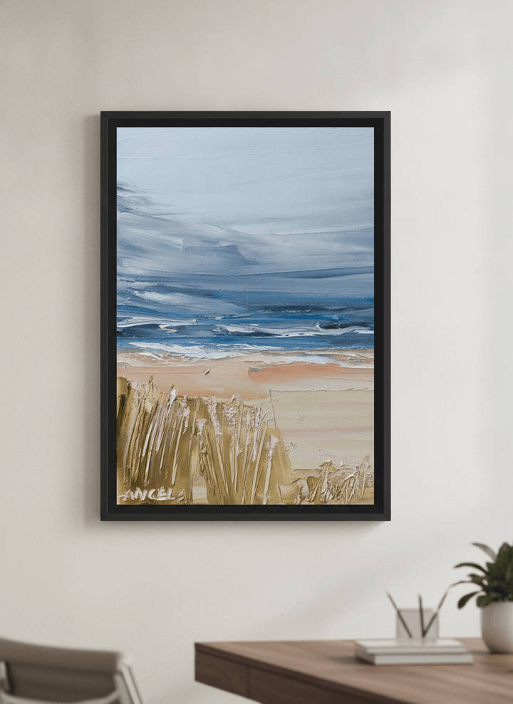 Contemporary wall art featured in a bright modern office workspace