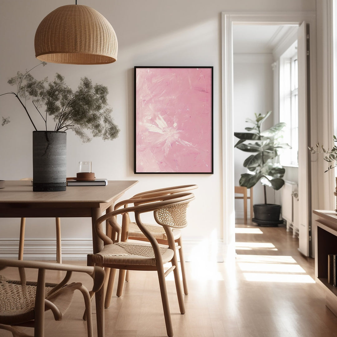 A Splash of White on Pink Abstract Art - Style My Wall