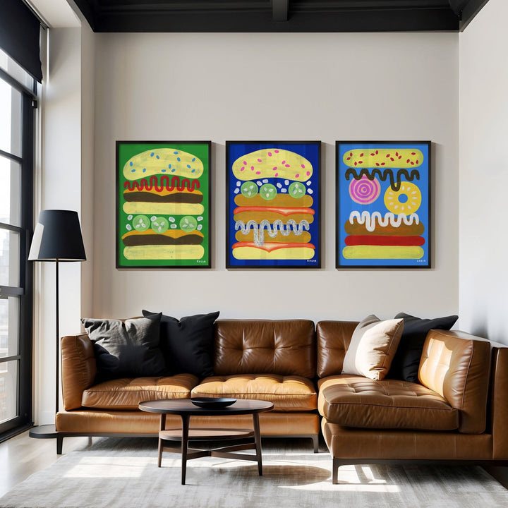 A Tall Summer Splash Tale Burgers Set of 3 by Kasia Sykus wall - art - picture - poster