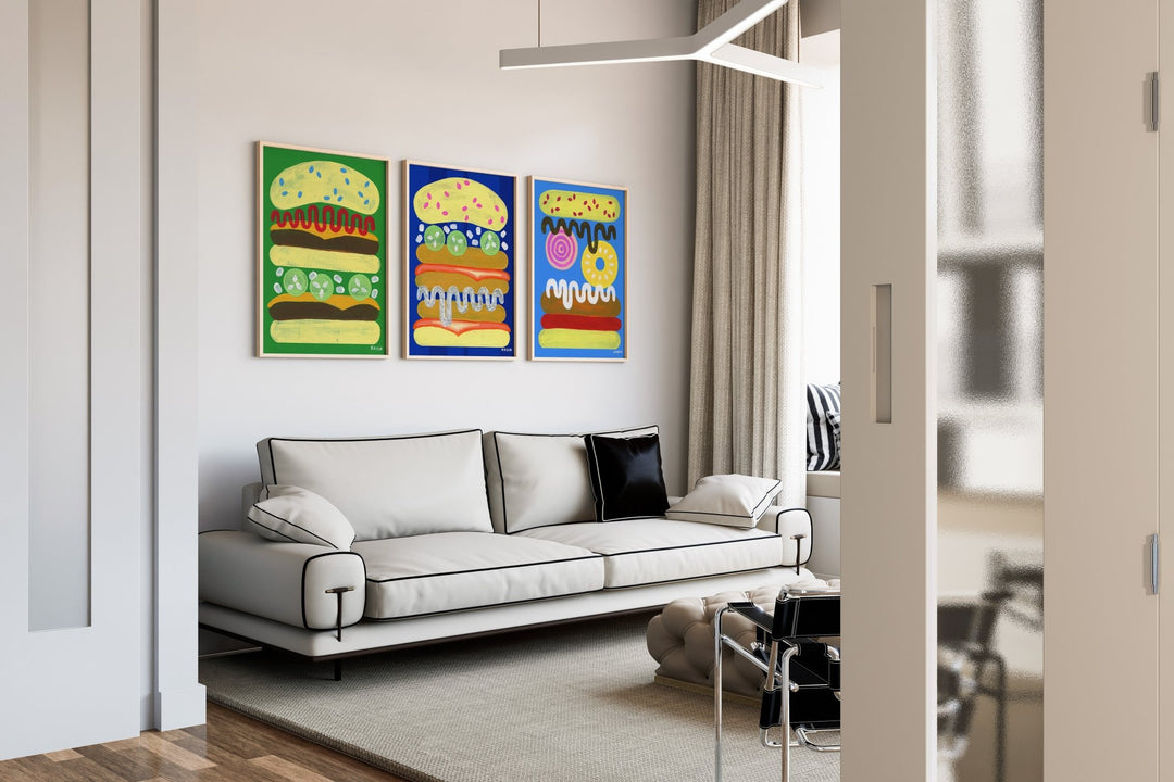 A Tall Summer Splash Tale Burgers Set of 3 by Kasia Sykus wall - art - picture - poster