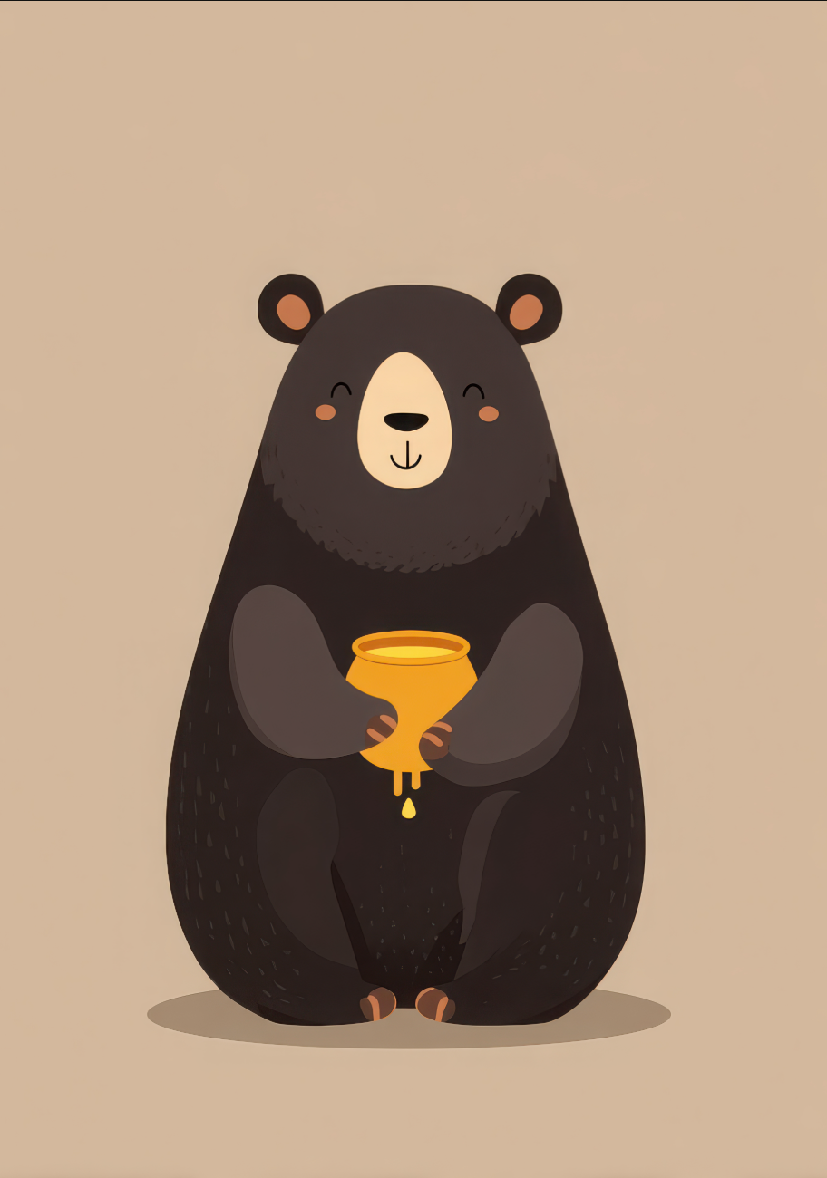 Bear Honey Children's Nursery Print,frame