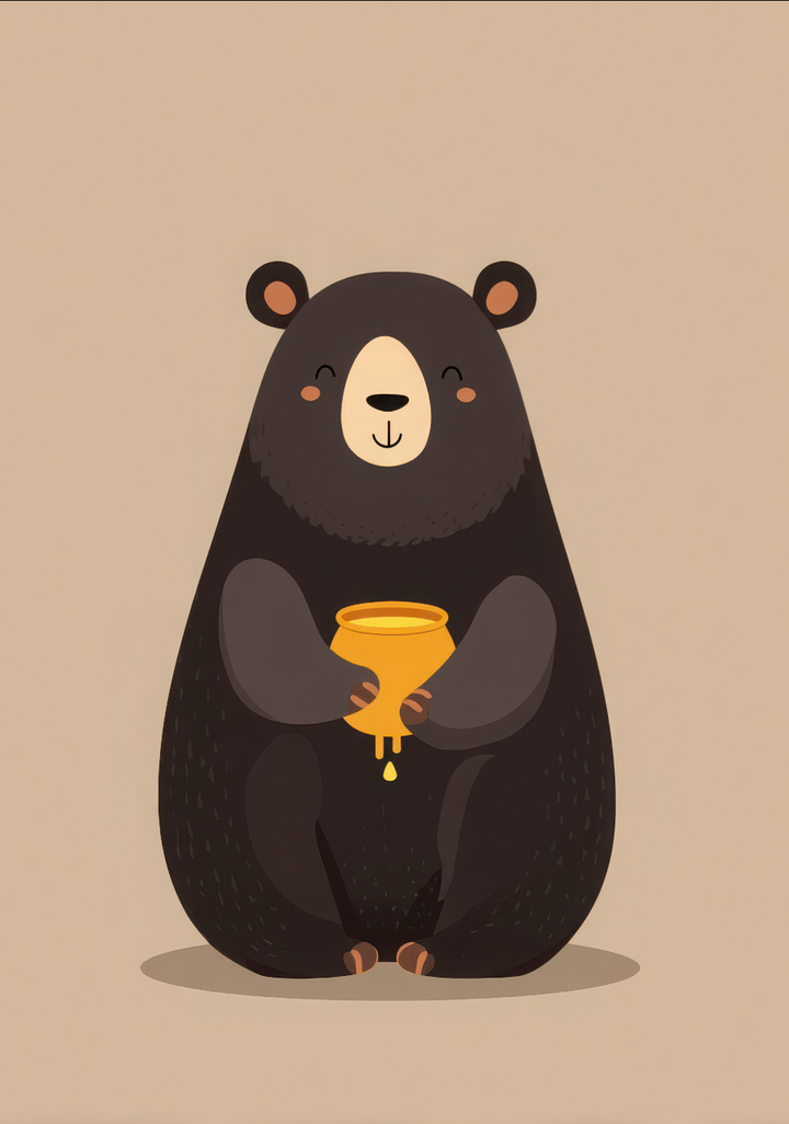 Bear Honey Children's Nursery Print,frame
