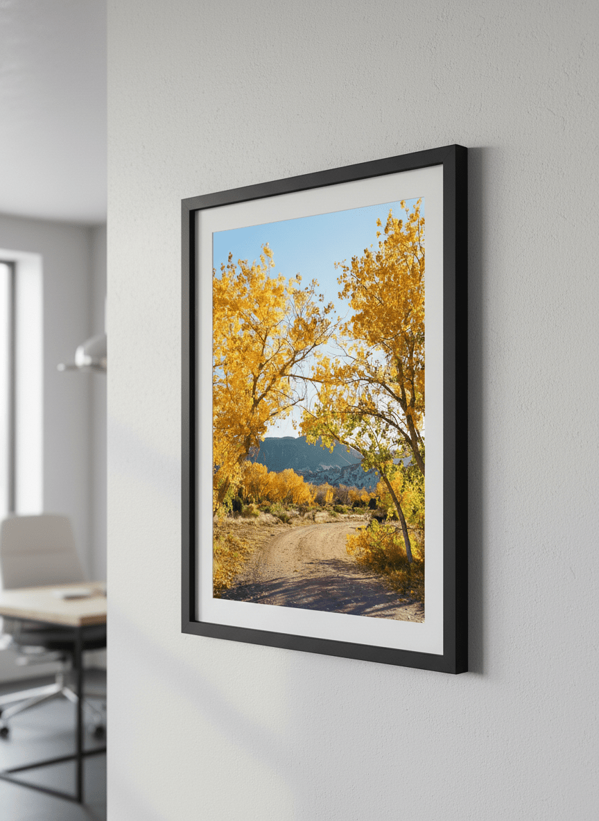 Contemporary wall art featured in a bright modern office workspace