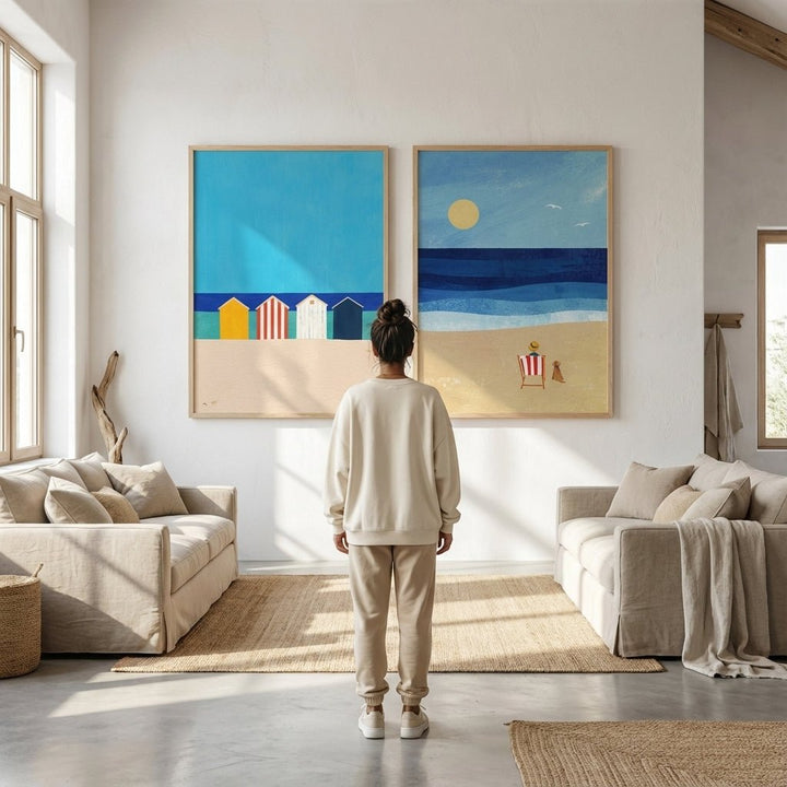 Abstract Beach Boxes Best Friend Pair by Henry Rivers wall - art - picture - poster