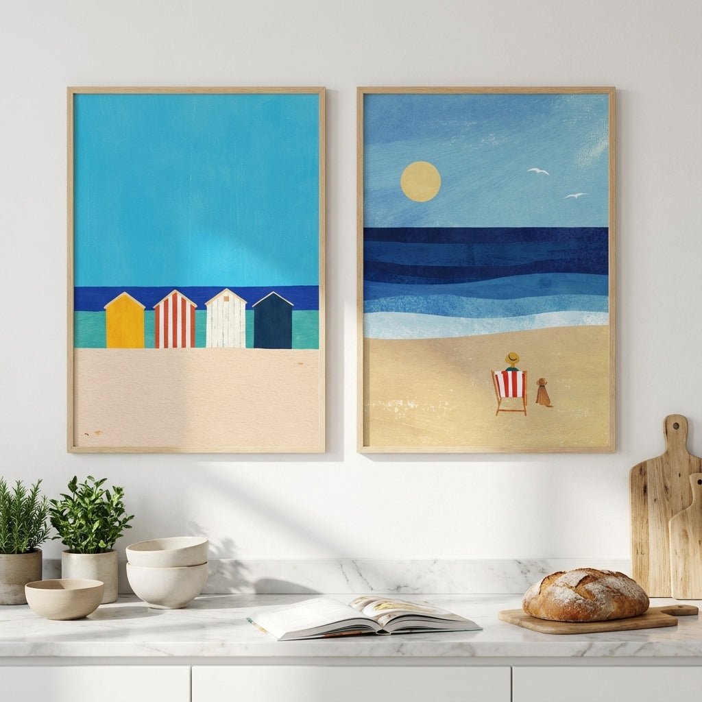 Abstract Beach Boxes Best Friend Pair by Henry Rivers wall - art - picture - poster