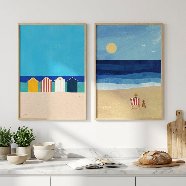 Abstract Beach Boxes Best Friend Pair by Henry Rivers wall - art - picture - poster