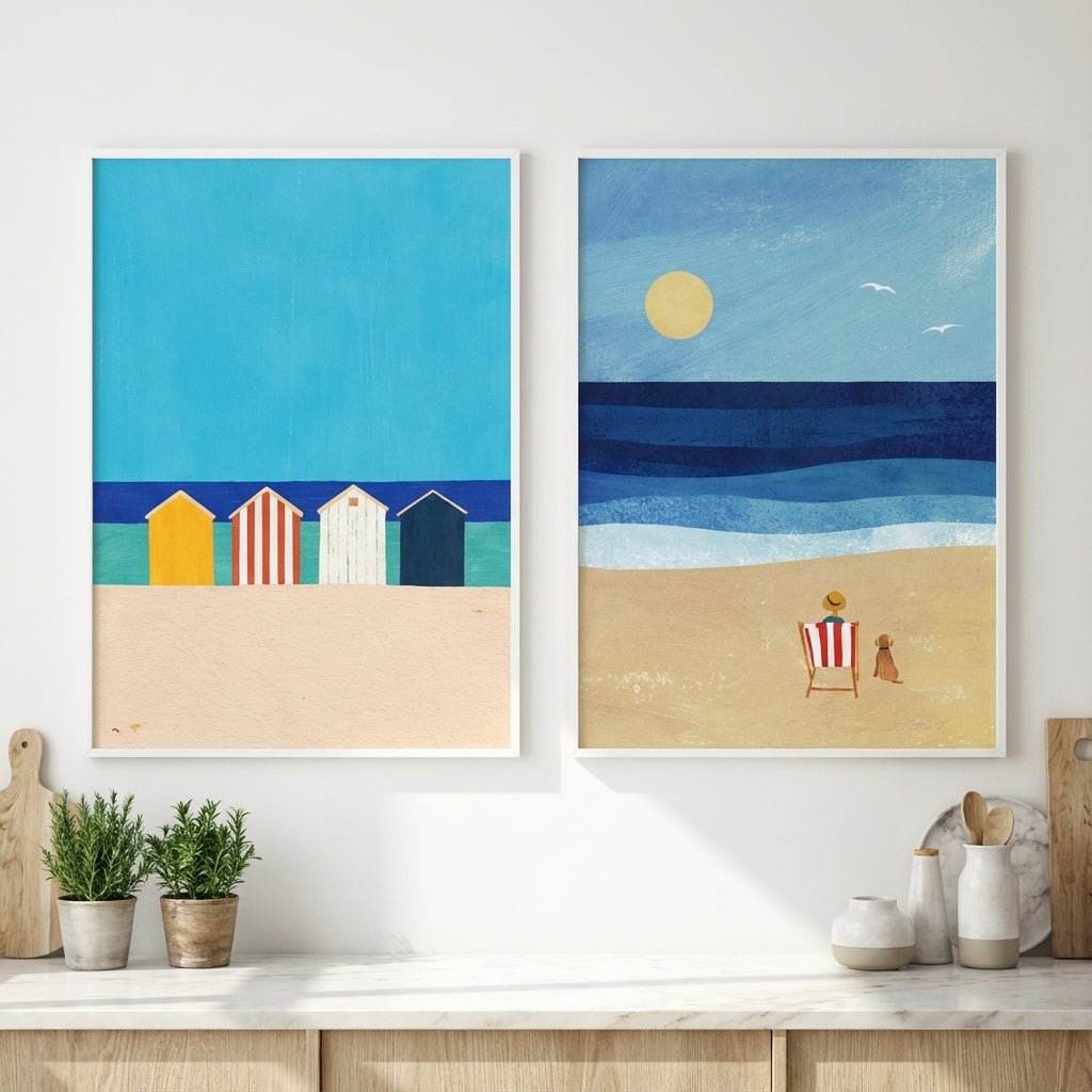 Abstract Beach Boxes Best Friend Pair by Henry Rivers wall - art - picture - poster