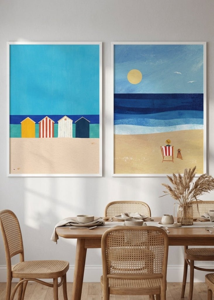 Abstract Beach Boxes Best Friend Pair by Henry Rivers wall - art - picture - poster