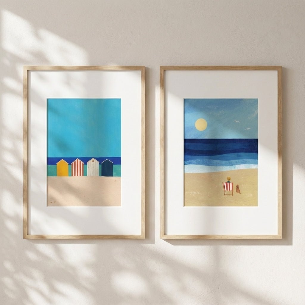 Abstract Beach Boxes Best Friend Pair by Henry Rivers wall - art - picture - poster