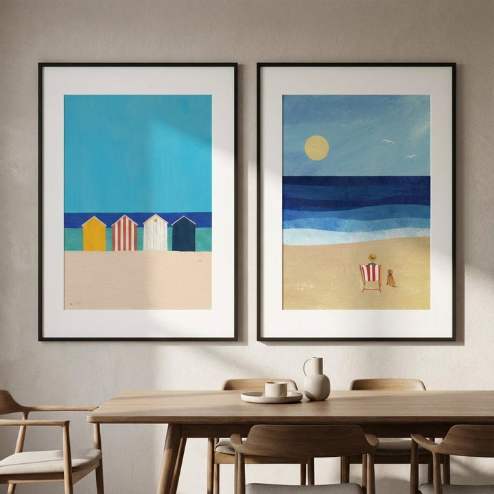 Abstract Beach Boxes Best Friend Pair by Henry Rivers wall - art - picture - poster
