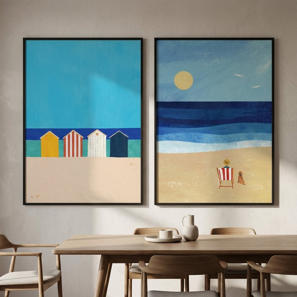 Abstract Beach Boxes Best Friend Pair by Henry Rivers wall - art - picture - poster