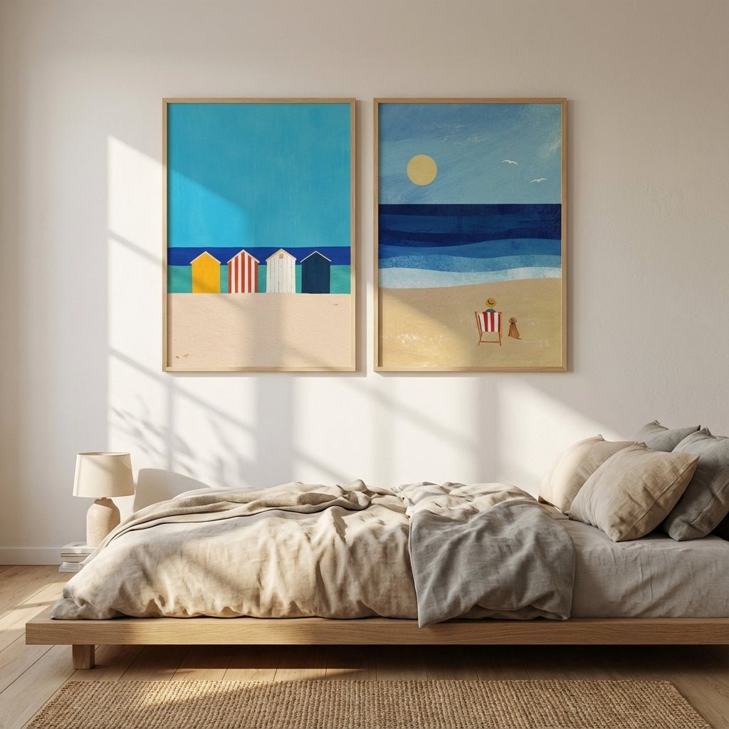 Abstract Beach Boxes Best Friend Pair by Henry Rivers wall - art - picture - poster