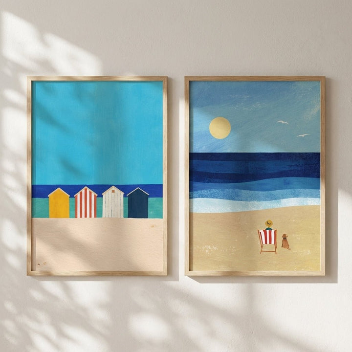 Abstract Beach Boxes Best Friend Pair by Henry Rivers wall - art - picture - poster