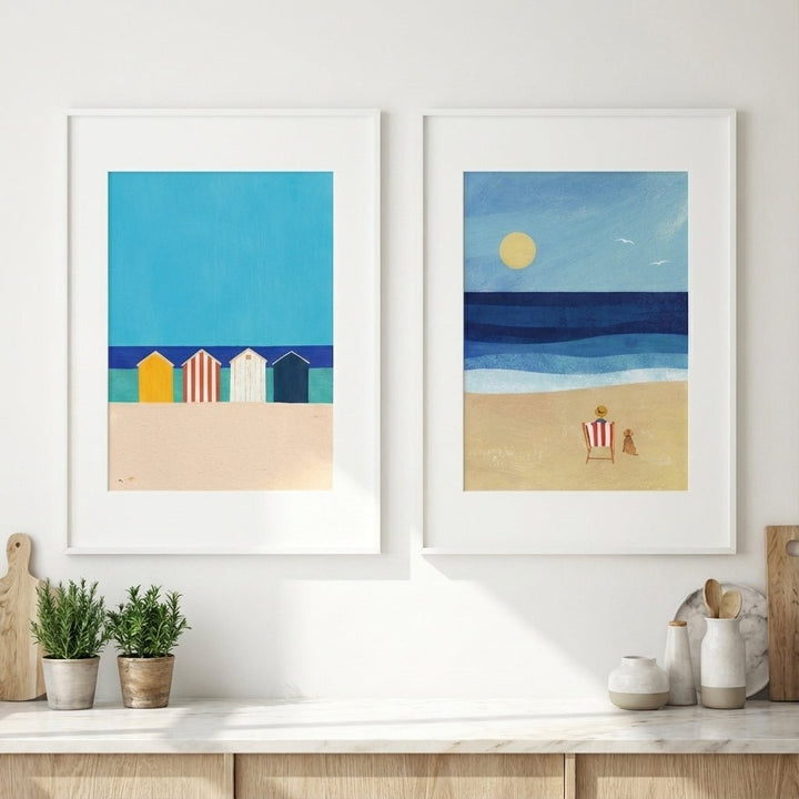 Abstract Beach Boxes Best Friend Pair by Henry Rivers wall - art - picture - poster