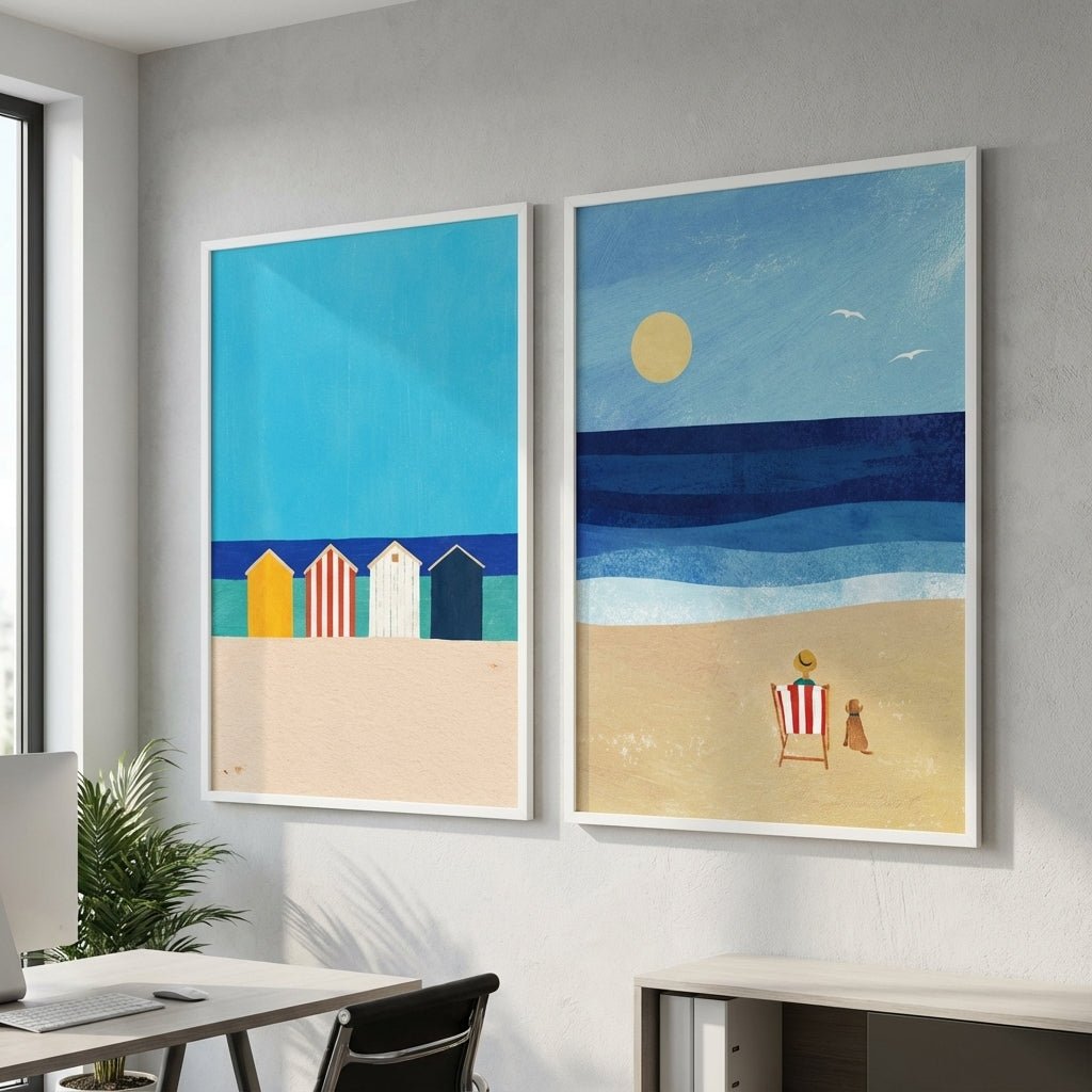 Abstract Beach Boxes Best Friend Pair by Henry Rivers wall - art - picture - poster