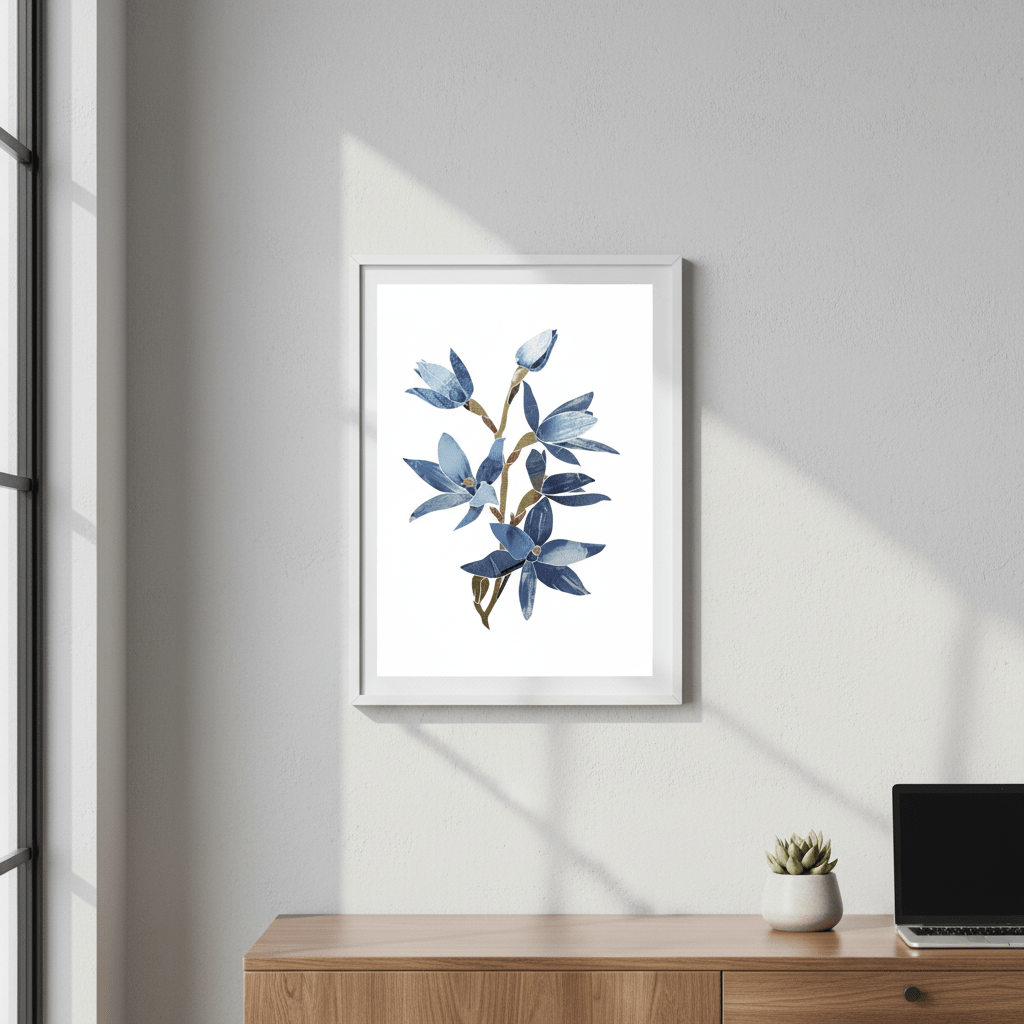 Abstract Blue Lady Orchid by Deer Muskeeter wall - art - picture - poster