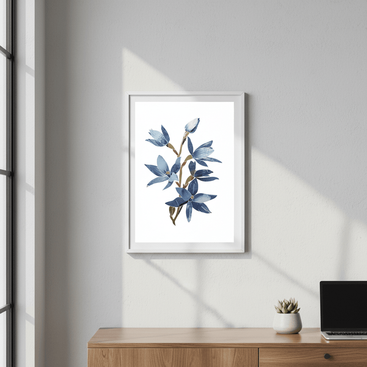 Abstract Blue Lady Orchid by Deer Muskeeter wall - art - picture - poster