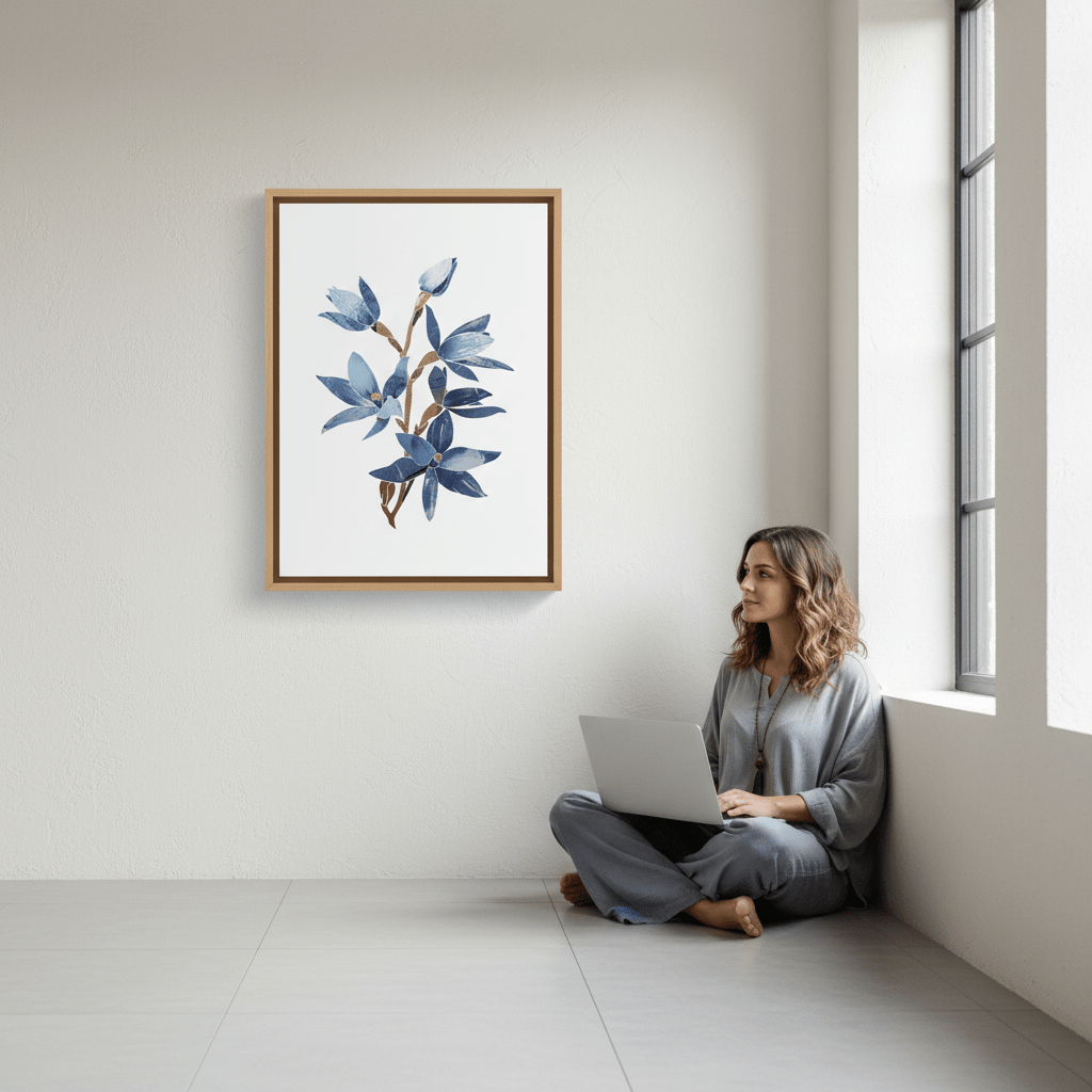 Abstract Blue Lady Orchid by Deer Muskeeter wall - art - picture - poster