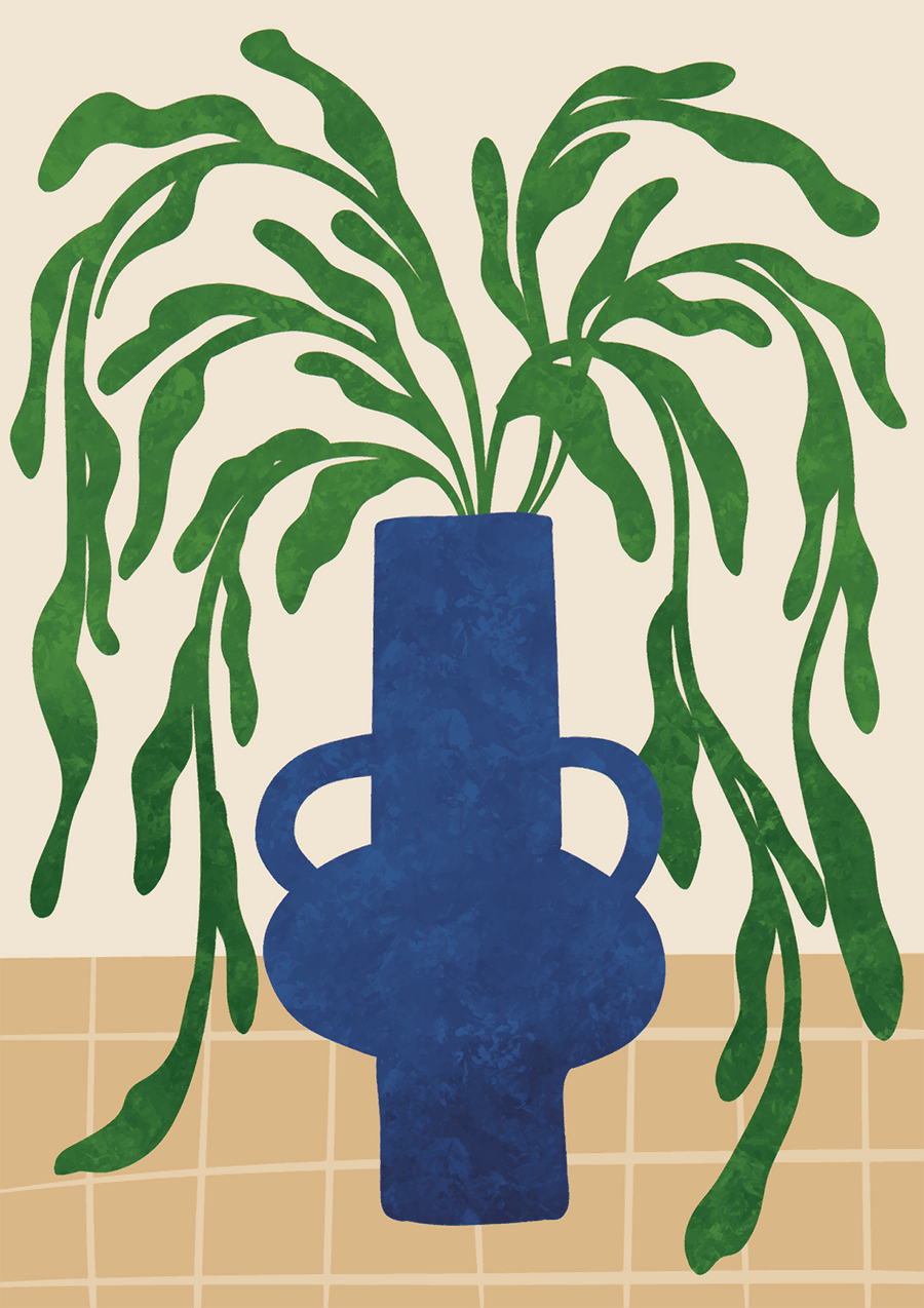 Abstract Blue Leaf Water Vase