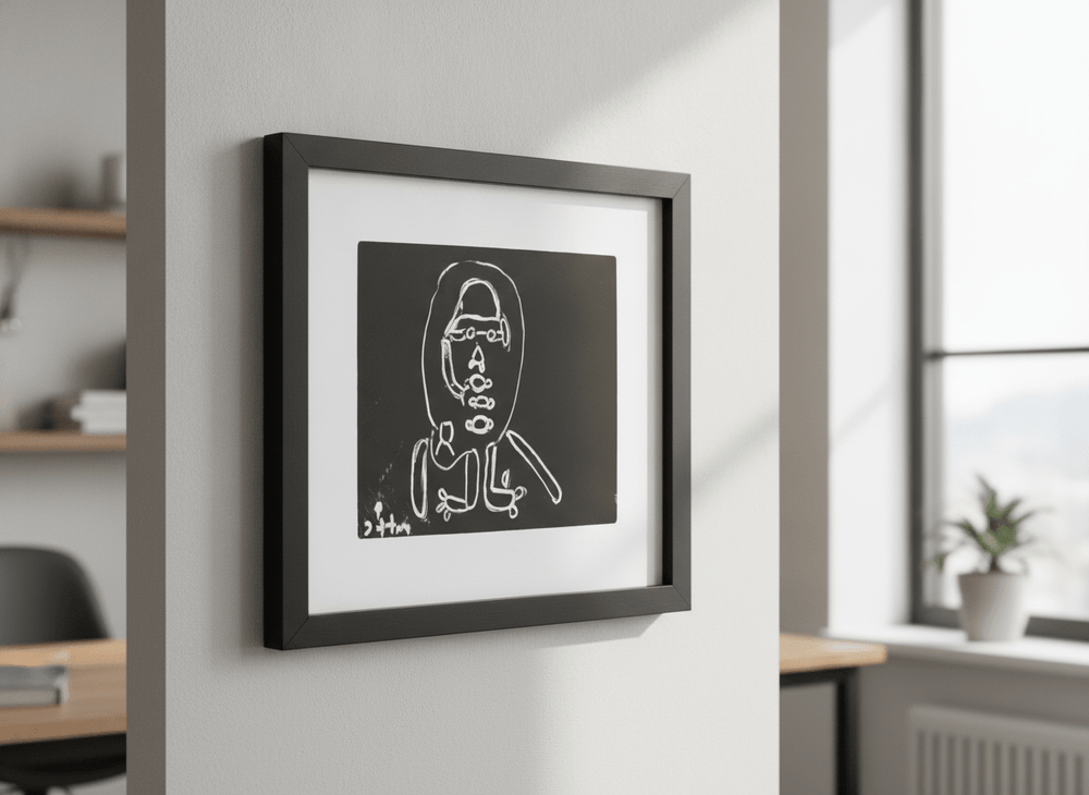 Contemporary wall art featured in a bright modern office workspace