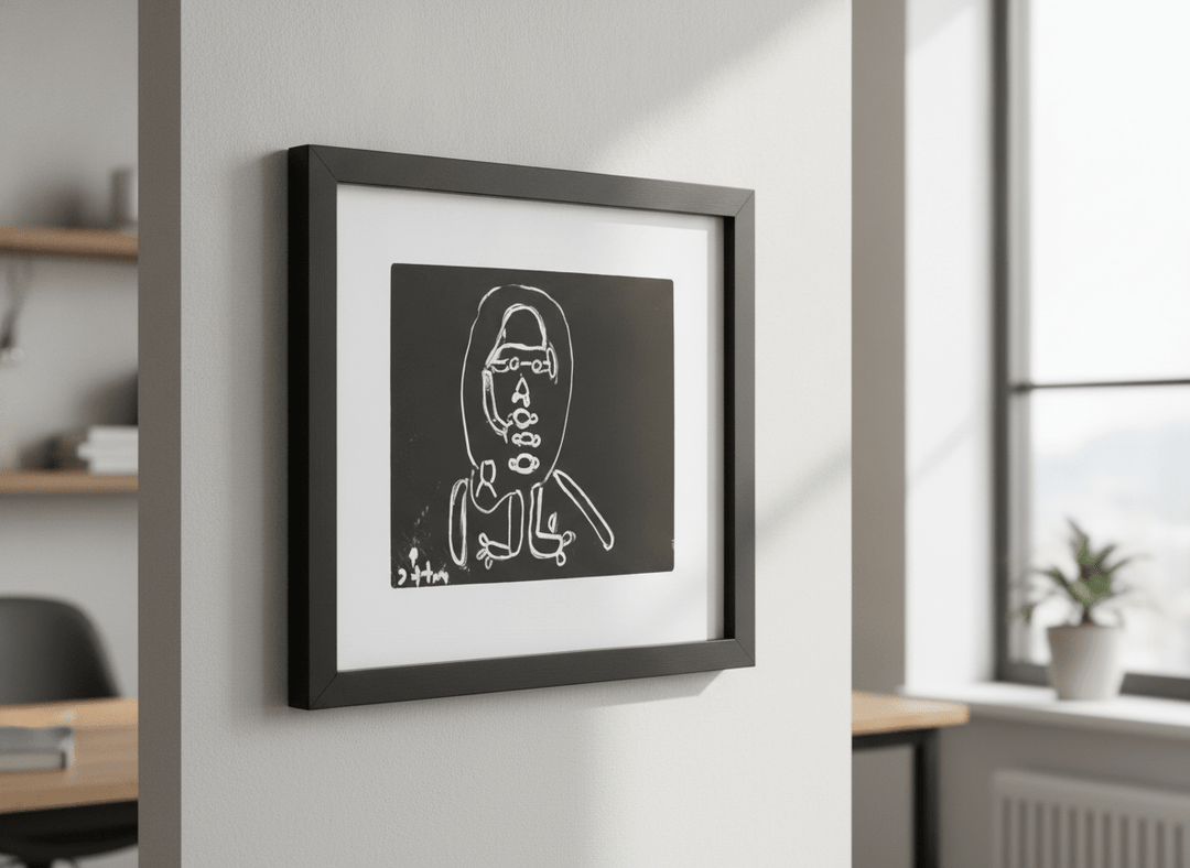 Contemporary wall art featured in a bright modern office workspace
