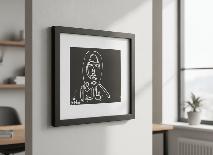 Contemporary wall art featured in a bright modern office workspace