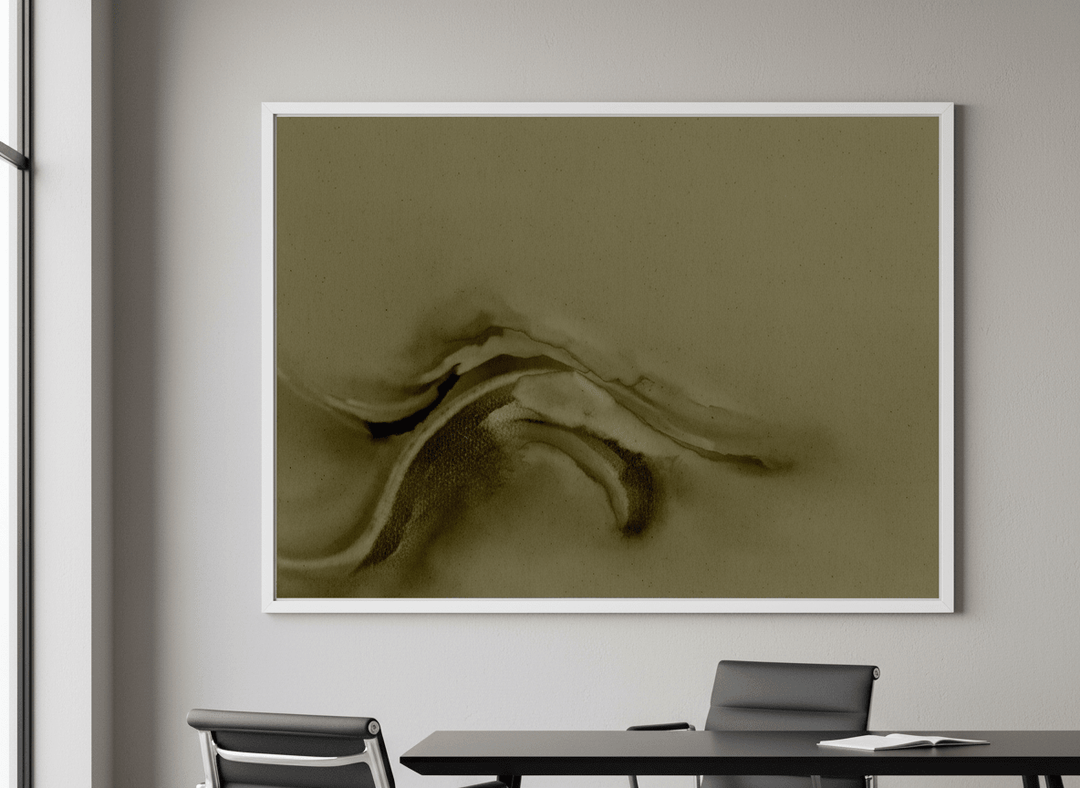Contemporary wall art featured in a bright modern office workspace