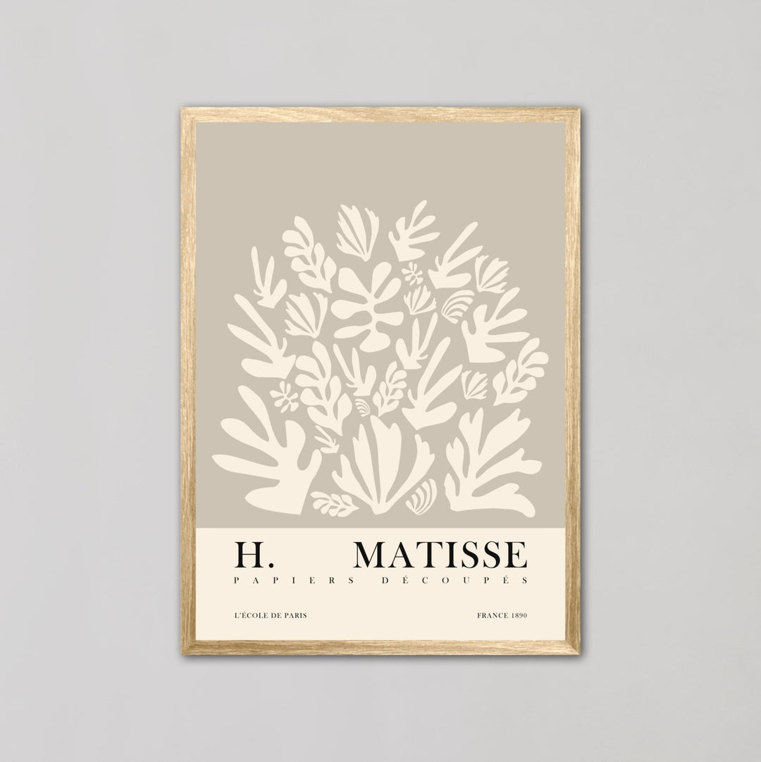 Abstract Grey Beige Coral Leaf Art Prints by Henri Matisse - Style My Wall