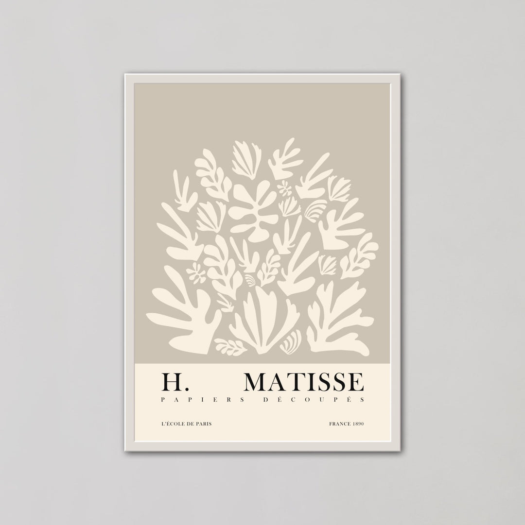 Abstract Grey Beige Coral Leaf Art Prints by Henri Matisse - Style My Wall