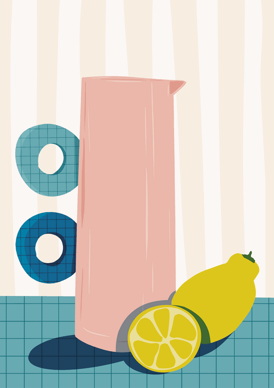 Abstract Lemon Water Jug Print