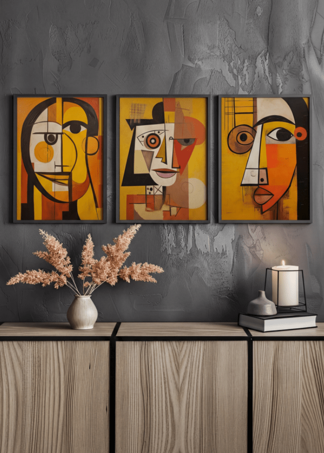 Abstract Orange Trio Wall Prints wall - art - picture - poster