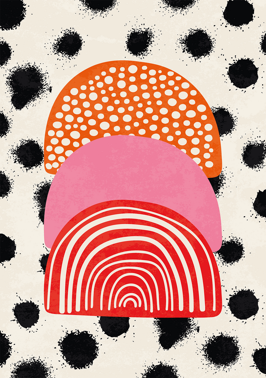 Abstract PolkaDot Pink Wall Art Rising
