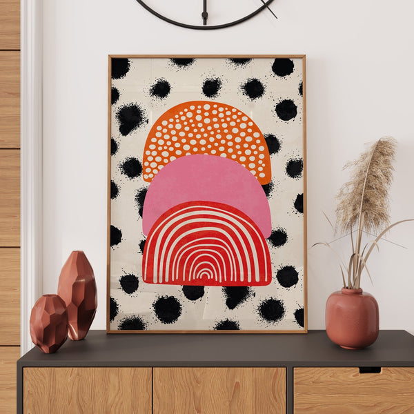 Abstract PolkaDot Pink Wall Art Rising