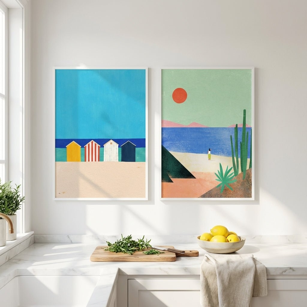 Abstract Set of 2 Beach Bliss by Henry Rivers wall - art - picture - poster