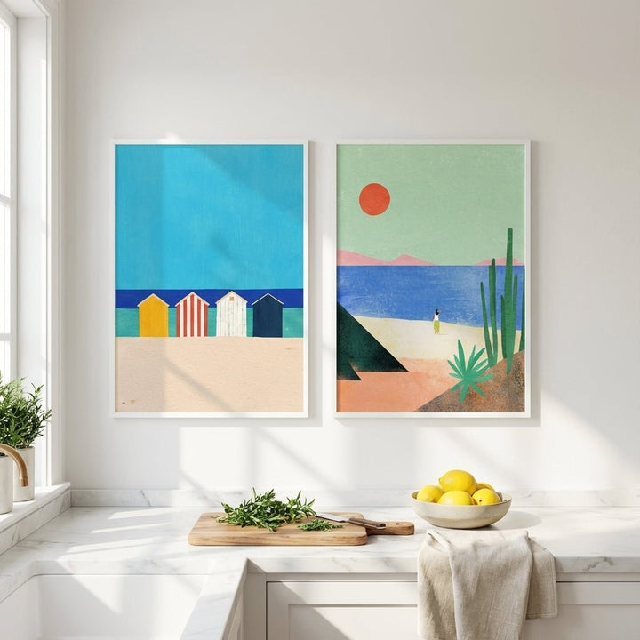 Abstract Set of 2 Beach Bliss by Henry Rivers wall - art - picture - poster