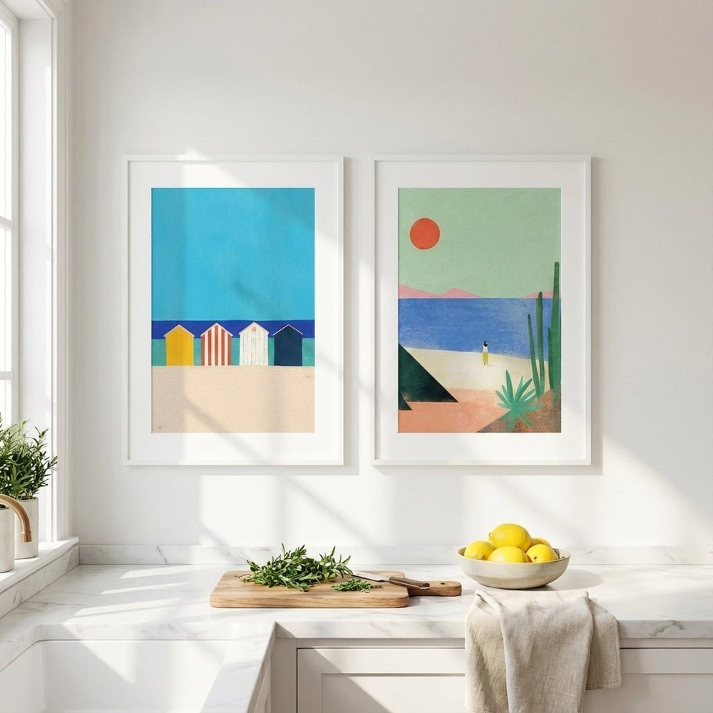 Abstract Set of 2 Beach Bliss by Henry Rivers wall - art - picture - poster