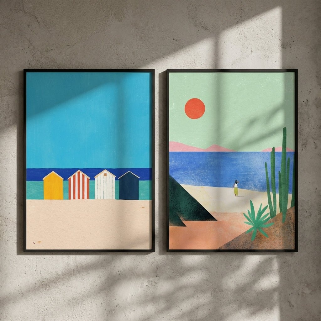 Abstract Set of 2 Beach Bliss by Henry Rivers wall - art - picture - poster
