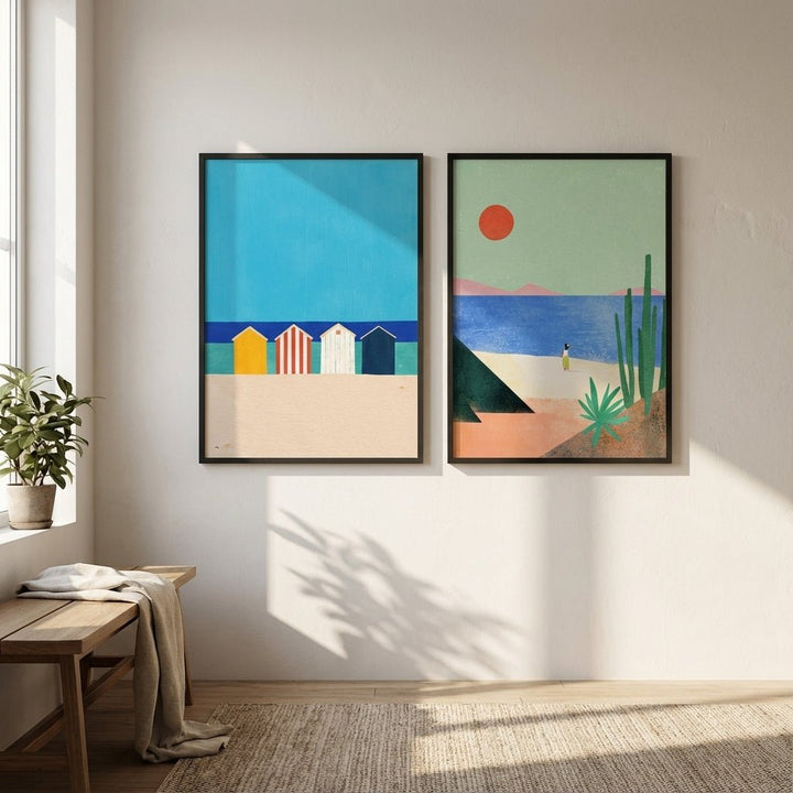 Abstract Set of 2 Beach Bliss by Henry Rivers wall - art - picture - poster